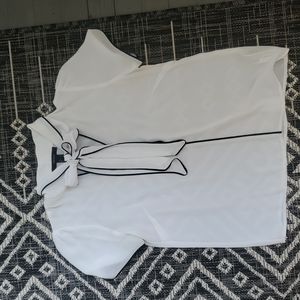 White Blouse Black Accents